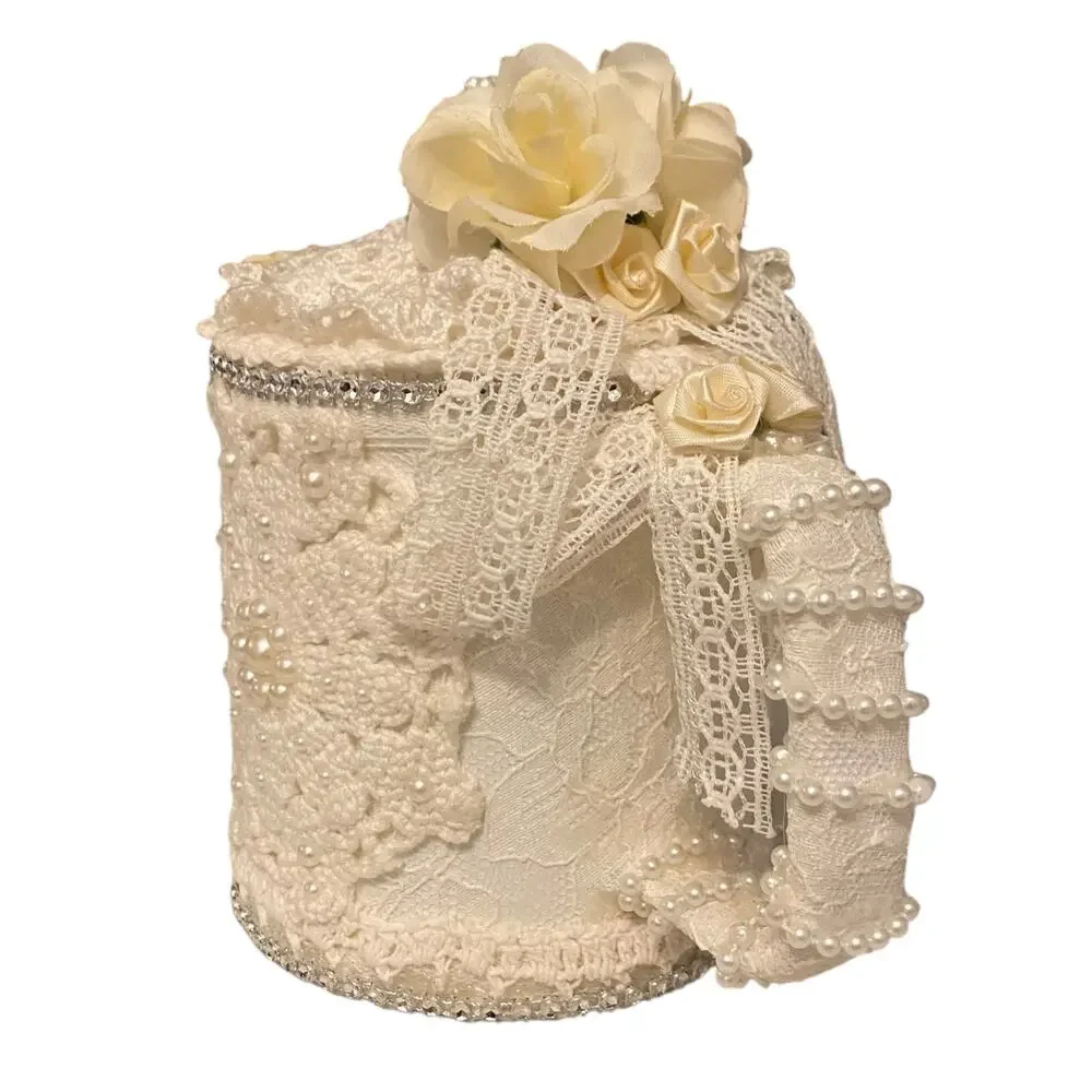 Elegant White Lace Floral Ceramic Teapot Decorative Vintage Handmade Table Decor